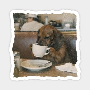 Vintage Dachshund Coffee Diner Art for Dog Lovers Magnet