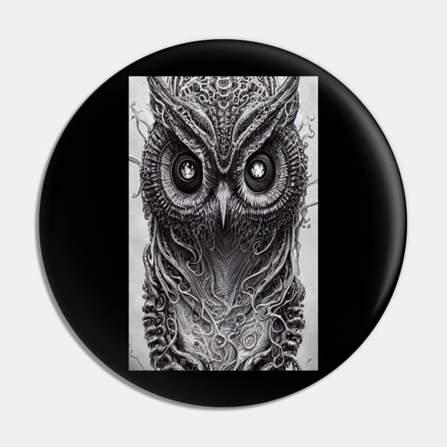 Owl Eyes Night Black Bird Pin by Mitchell Akim