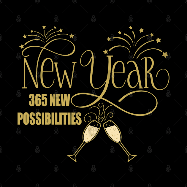 New Year, 365 New Possibilities, Fireworks, Toast, Sparkling Wine by Gsallicat