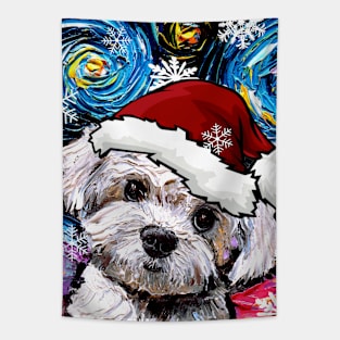 Maltipoo Santa Tapestry