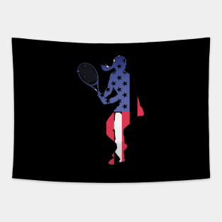 US Open Tennis USA Flag Silhouette Tapestry