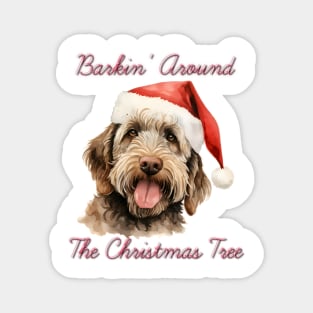 Christmas Labradoodle Dog in Santa Hat Magnet