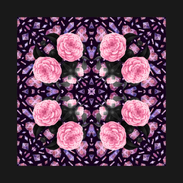 Crystal Hearts and Flowers Valentines Kaleidoscope pattern (Seamless) 12 by Swabcraft