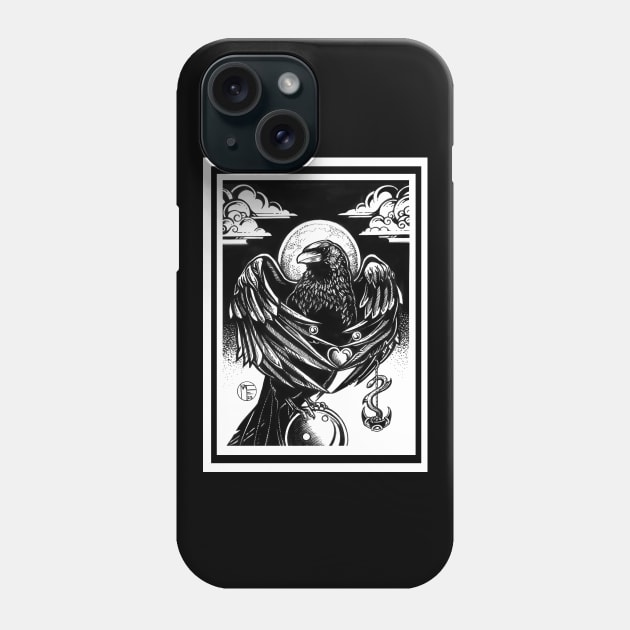 The Raven's Gift - White Outlined Version Phone Case by Nat Ewert Art