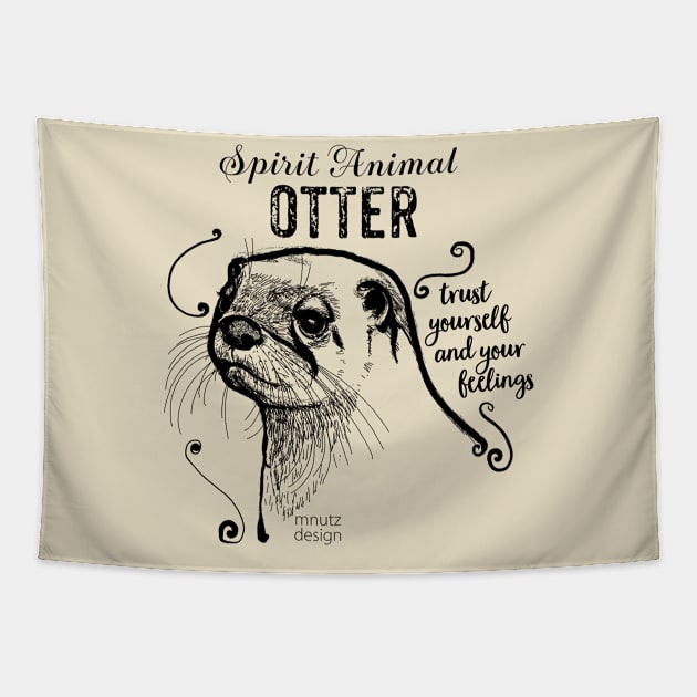 Spirit animal - Otter black Tapestry by mnutz