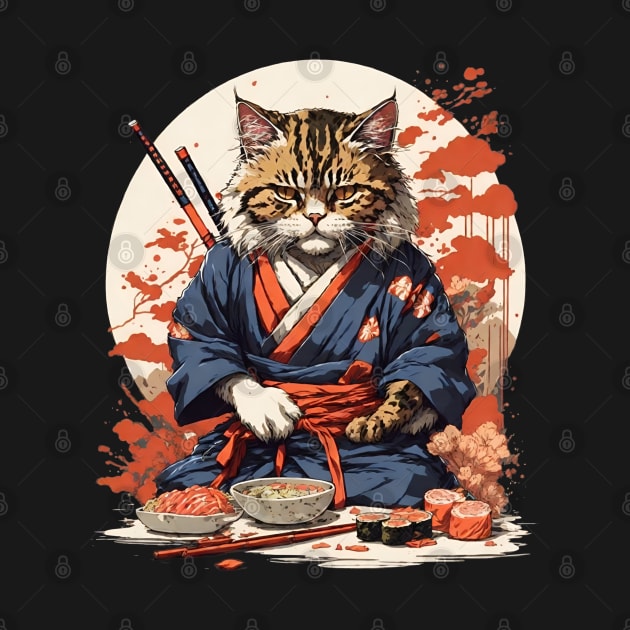 Cool Cat Sushi Art by VisionDesigner