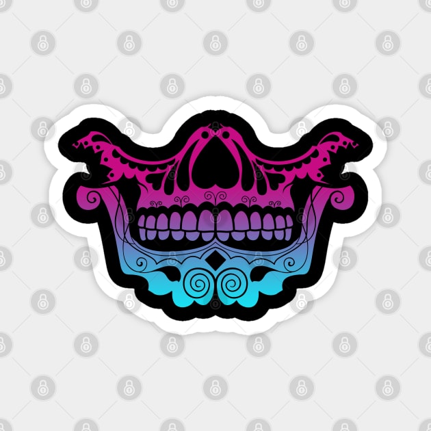Sugar Skull Festive Nose and Jaw Vaporwave Magnet by aaallsmiles