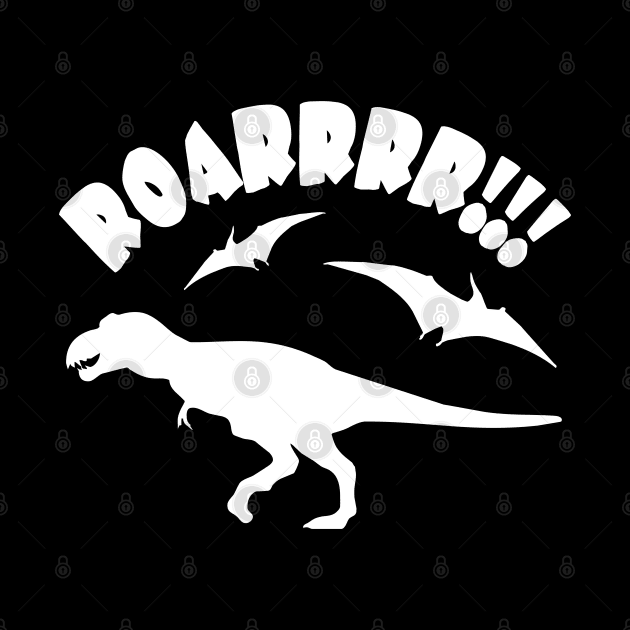 Roarrr Dinos T-Rex and Pterosaur Dinosaur Birthday Gift Shirt. by KAOZ