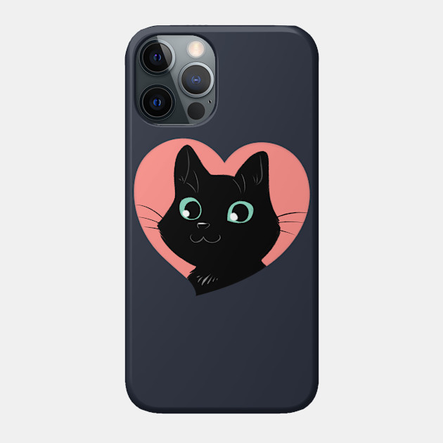 I Heart Black Cats! (Fancy Edition) - Cat - Phone Case