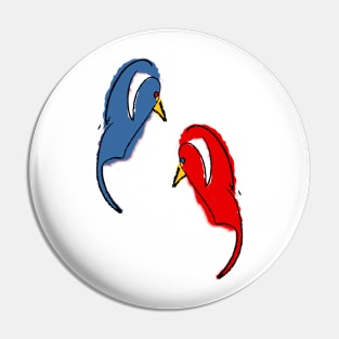 Bird red and blue, color Pin