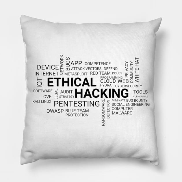 Ethical Hacking Wordcloud Pillow by leo-jess