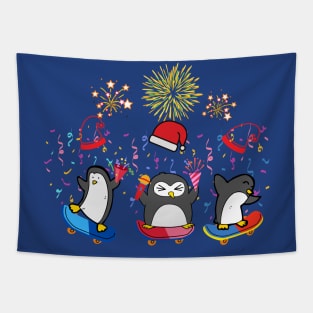 The gang cute penguins,Christmas Penguin face mask, Penguins face mask. Tapestry