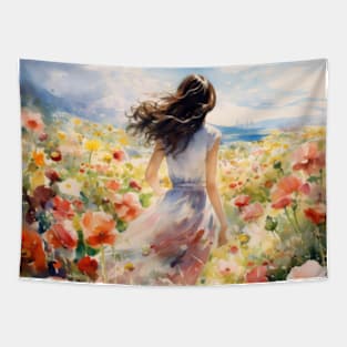 Flower button Tapestry