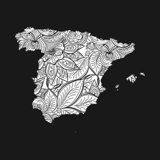 Mandala art map of Spain with text in white T-Shirt