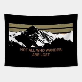 Not All Who Wander Are Lost - Retro Vintage Mountain Silhoutte Tapestry