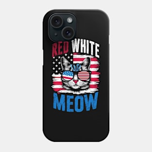 Red White And meow  america Phone Case