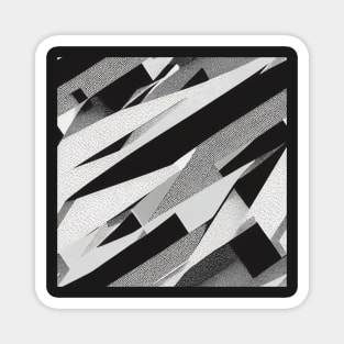 black and white abstract technical infinite cyberpunk  pattern Magnet