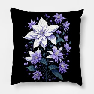 Purple Clematis Flowers Pillow