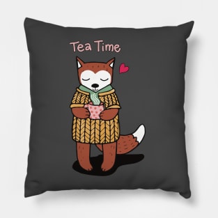 Tea time for the fox Pillow