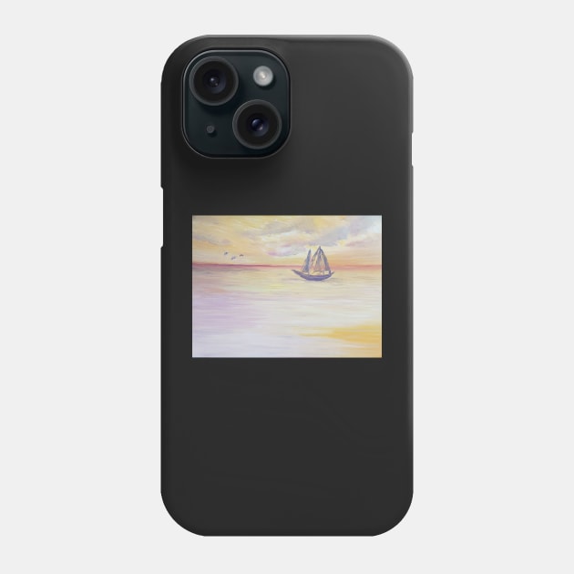 Boat sailing on the ocean oil painting Phone Case by TeteSteva19