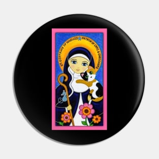 St. Gertrude of Nivelles Patron Saint of Cats Lovers Pin