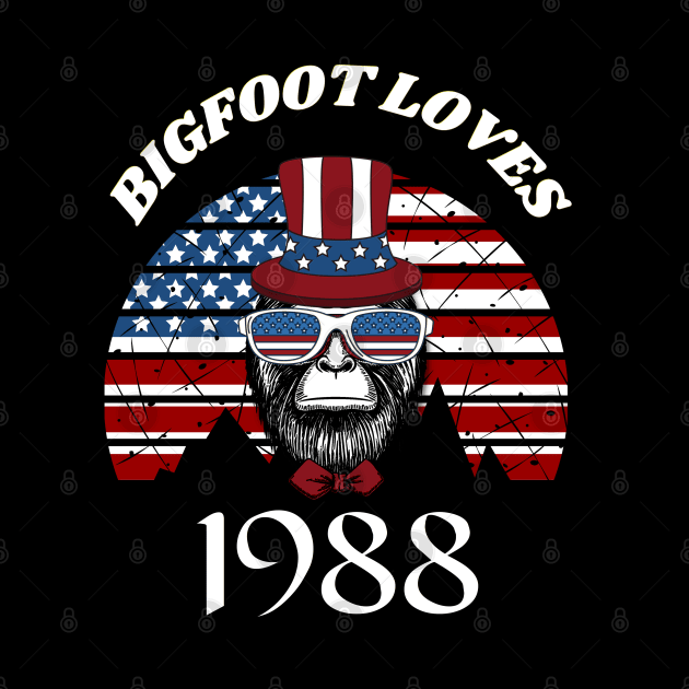 Bigfoot loves America and People born in 1988 by Scovel Design Shop