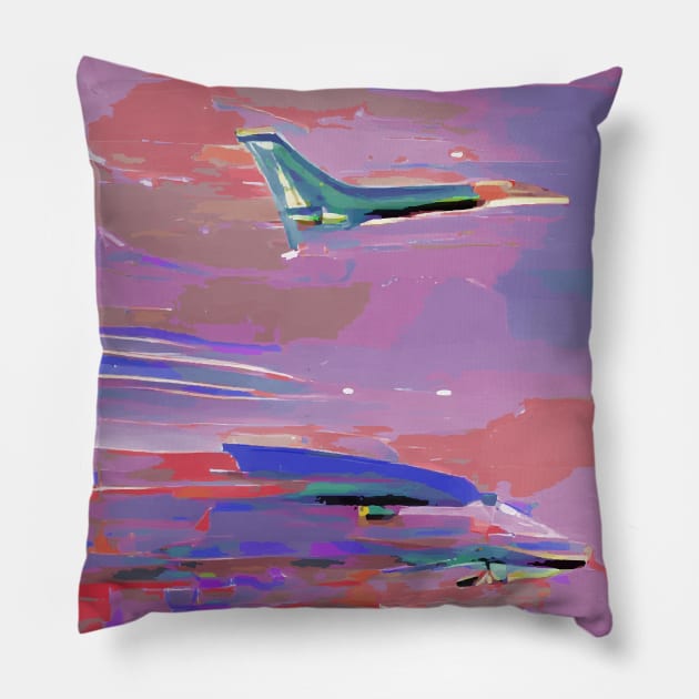 Fasbytes Aviation Fighter jet purple artwork Pillow by FasBytes