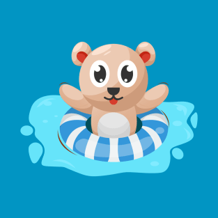 Adorable Bear Swimming with Ring T-Shirt