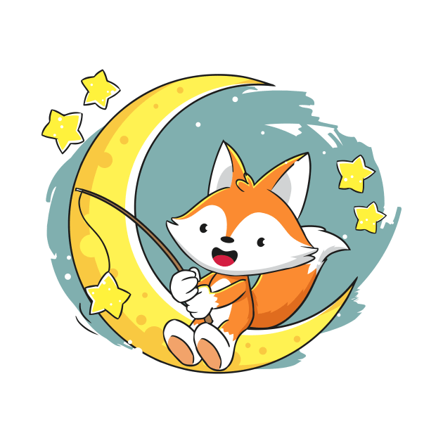 Fox at the moon by Arkhan Store