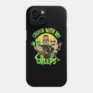 Chillin With My Creeps Halloween Graphic for kids & Adults Phone Case