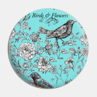 Birds & Flowers - Vintage. Pin