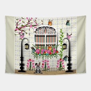 Floral Window Design Tapestry