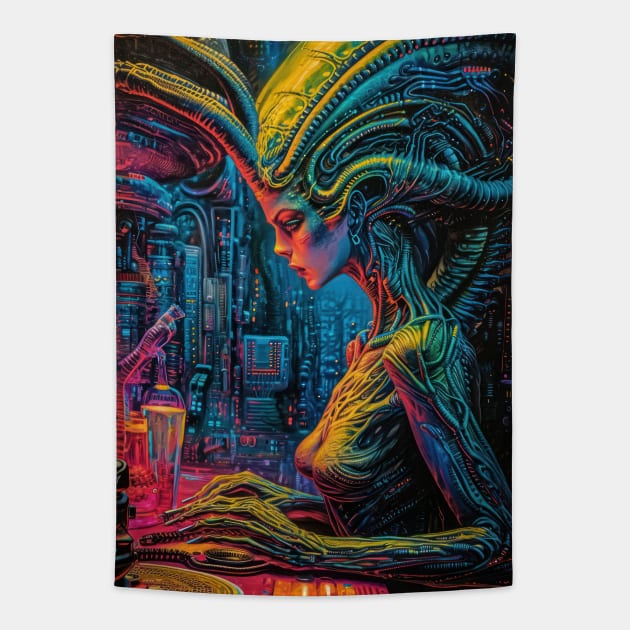 Alien Hacker Tapestry by TooplesArt