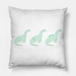 Mint Green Heart Dinosaurs (Green Background) Pillow