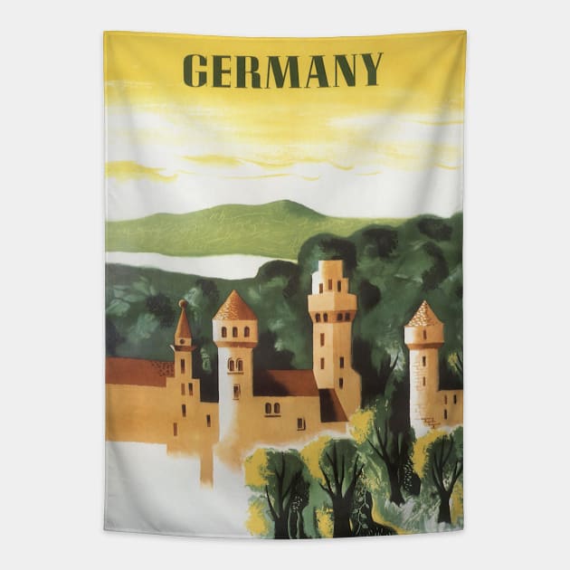 Vintage Travel Poster, German Castle Tapestry by MasterpieceCafe