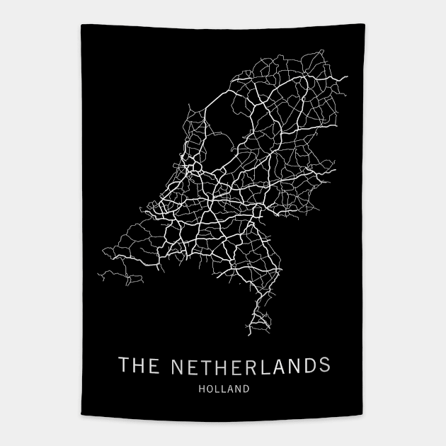 The Netherlands Road Map Tapestry by ClarkStreetPress