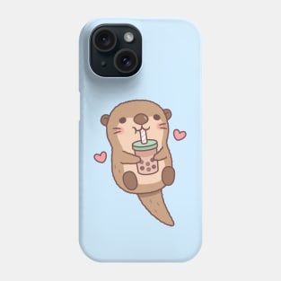 Cute Little Otter Loves Bubble Tea Phone Case