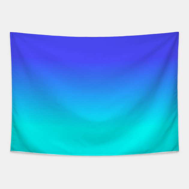 Neon Blue and Bright Neon Aqua Ombré Shade Color Fade Tapestry by podartist