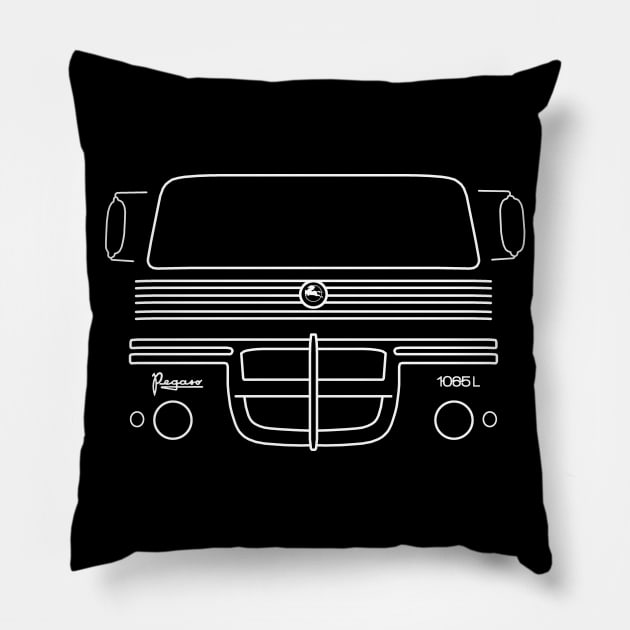 Classic 1960s-1970s Pegaso 1065 lorry white outline graphic Pillow by soitwouldseem