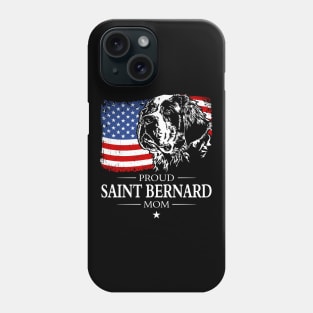 Proud Saint Bernard Dog Mom American Flag patriotic dog Phone Case