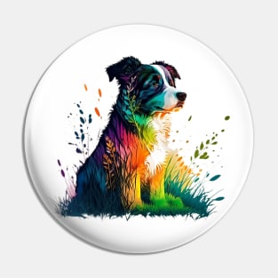 Australian Shepherd - Colorful painting Pin