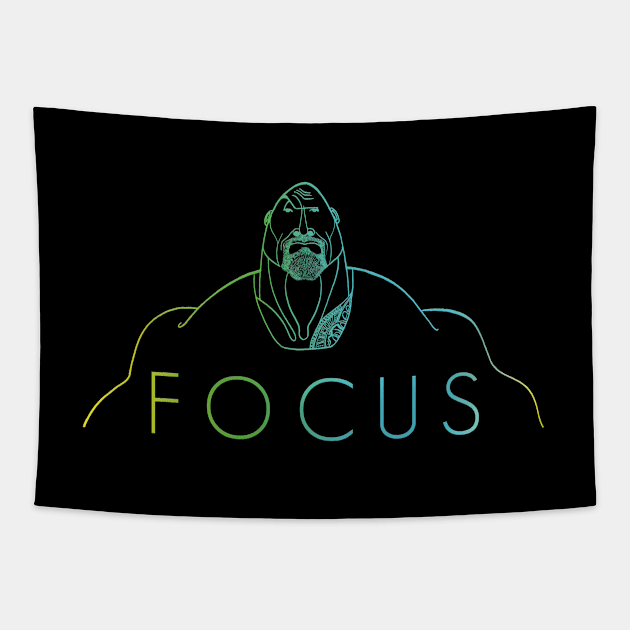 Focus The Rock Dwayne Johnson Black T-Shirt Tapestry by Draw The Line