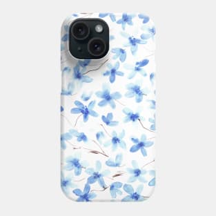 Blue dainty watercolor flowers Phone Case