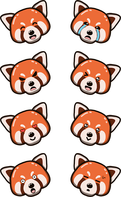 Cute Red Panda Emotions Kids T-Shirt by Luna Illustration