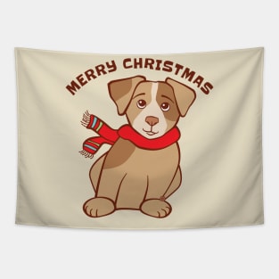 Merry Christmas Dog Tapestry