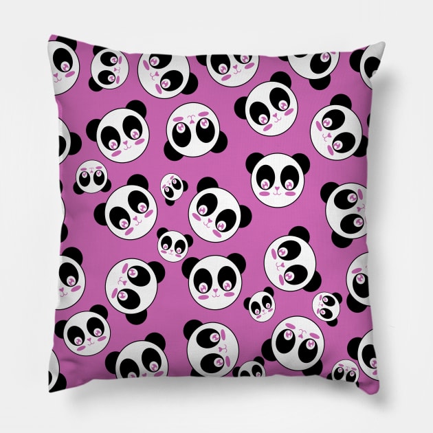 Kawaii Cute Panda Pattern Pillow by TintedRed