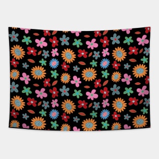 Spring Floral Pattern - Black Tapestry