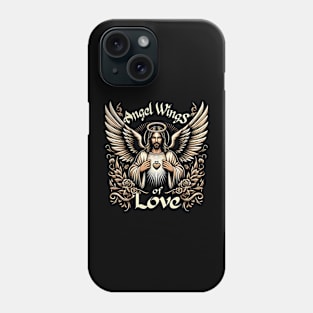 Angel Wings of Love, Jesus with outstretched arms embraces his heart Phone Case