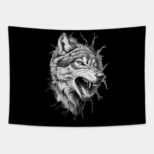 Wolf Busting Out Tapestry