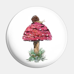 Fly Agaric Toadstool and Snail Pin